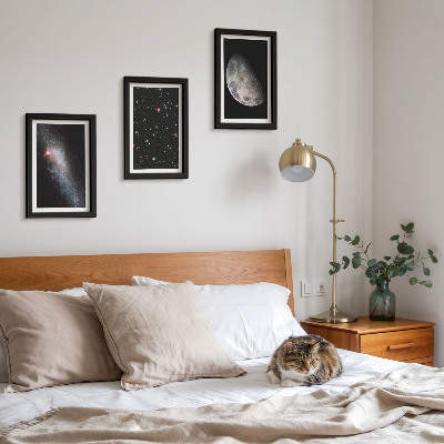 Photo frame wall Space galaxy stars and full moon