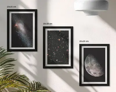 Photo frame wall with a space galaxy stars and full moon design