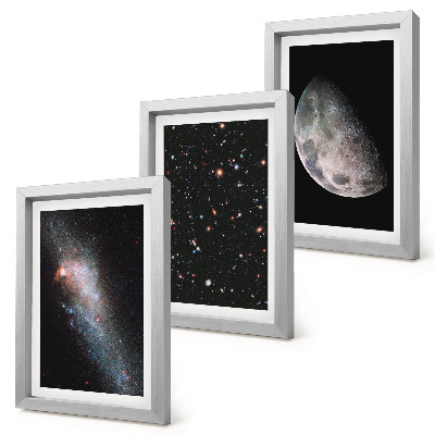 Photo frame wall Space galaxy stars and full moon