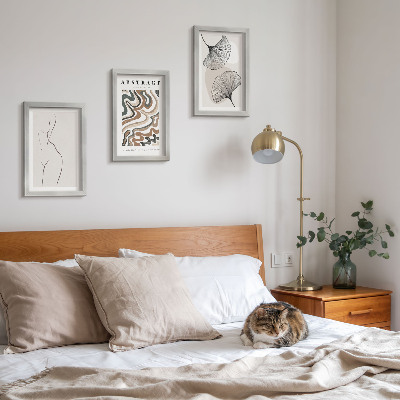 3-piece wall art set Abstract poster of feminine shapes leaves boho style
