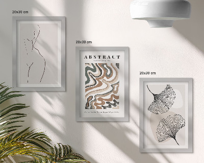 3-piece wall art set Abstract poster of feminine shapes leaves boho style