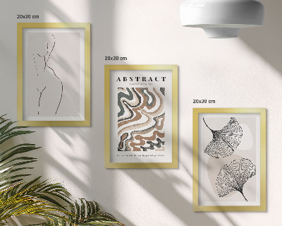 3-piece wall art set Abstract poster of feminine shapes leaves boho style