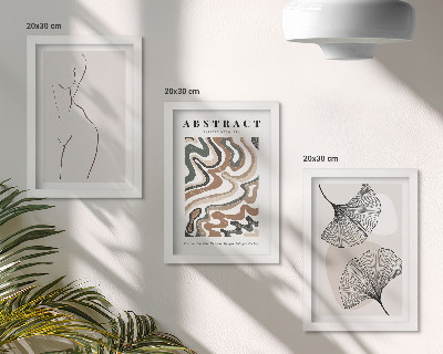 3-piece wall art set Abstract poster of feminine shapes leaves boho style