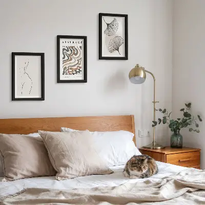 3-piece wall art set abstract feminine shapes and leaves with a boho style