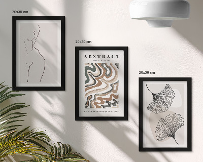 3-piece wall art set Abstract poster of feminine shapes leaves boho style