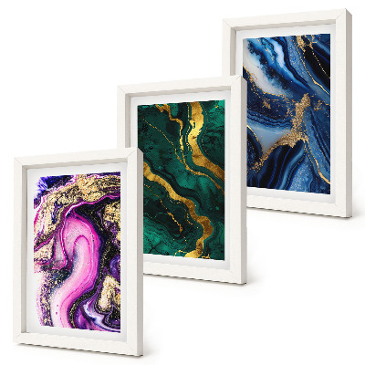 Photo frame wall Abstract patterns in shades of pink, green and blue