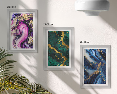 Photo frame wall Abstract patterns in shades of pink, green and blue