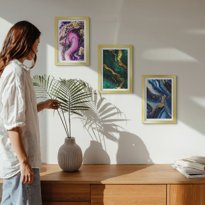 Photo frame wall Abstract patterns in shades of pink, green and blue