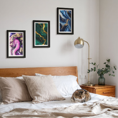 Photo frame wall Abstract patterns in shades of pink, green and blue