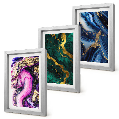 Photo frame wall Abstract patterns in shades of pink, green and blue