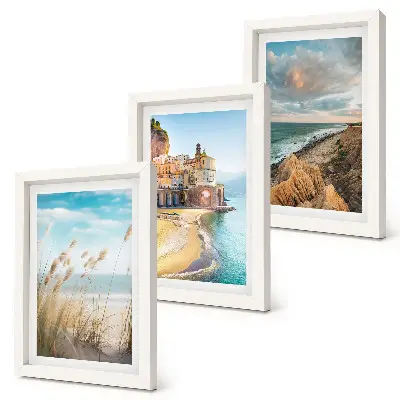 3-piece wall art set seaside landscapes featuring beach, city and cliffs