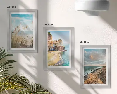 3-piece wall art set seaside landscapes featuring beach, city and cliffs