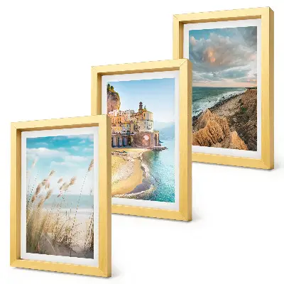 3-piece wall art set seaside landscapes featuring beach, city and cliffs