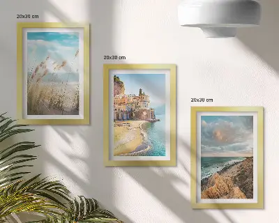 3-piece wall art set seaside landscapes featuring beach, city and cliffs