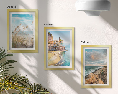3-piece wall art set Seaside landscapes with a beach, city and cliffs