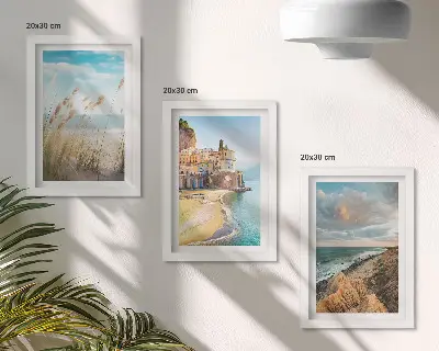 3-piece wall art set seaside landscapes featuring beach, city and cliffs