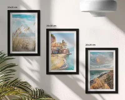 3-piece wall art set seaside landscapes featuring beach, city and cliffs