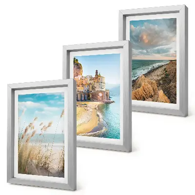 3-piece wall art set seaside landscapes featuring beach, city and cliffs
