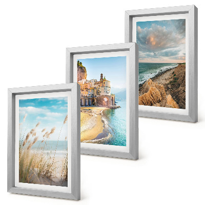 3-piece wall art set Seaside landscapes with a beach, city and cliffs