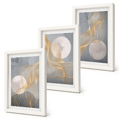 Photo frame wall Abstract patterns with waves and circles on a gray background