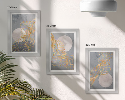 Photo frame wall Abstract patterns with waves and circles on a gray background