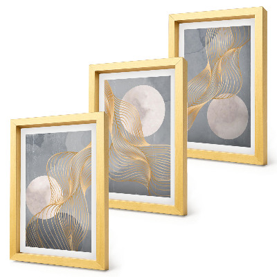 Photo frame wall Abstract patterns with waves and circles on a gray background