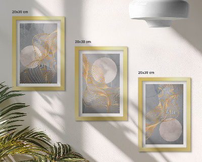 Photo frame wall Abstract patterns with waves and circles on a gray background