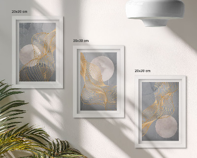 Photo frame wall Abstract patterns with waves and circles on a gray background