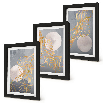 Photo frame wall Abstract patterns with waves and circles on a gray background