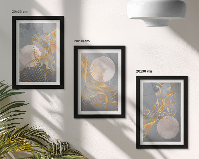 Photo frame wall Abstract patterns with waves and circles on a gray background
