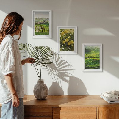 Photo frame wall Italian landscapes with citrus trees and green hills