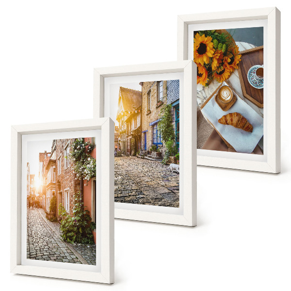 Photo frame wall Charming streets with coffee and sunflowers