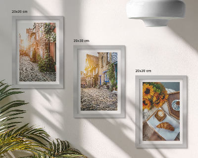 Photo frame wall Charming streets with coffee and sunflowers