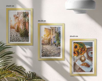 Photo frame wall Charming streets with coffee and sunflowers