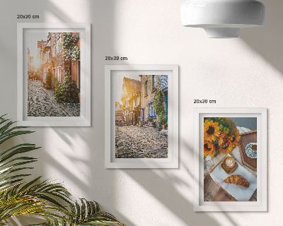 Photo frame wall Charming streets with coffee and sunflowers