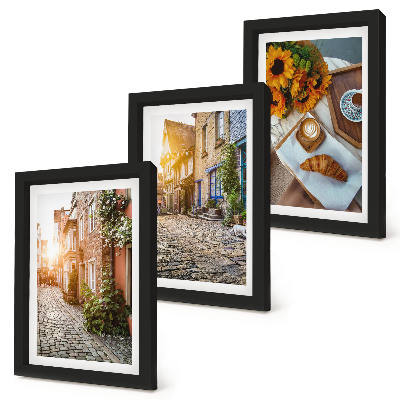 Photo frame wall Charming streets with coffee and sunflowers