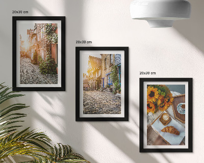 Photo frame wall Charming streets with coffee and sunflowers