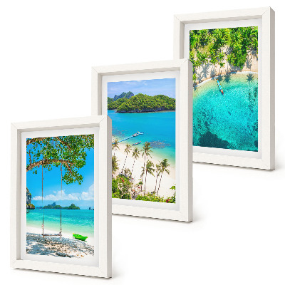 3-piece wall art set Tropical beaches with palm trees and crystal clear waters