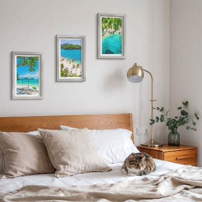 3-piece wall art set Tropical beaches with palm trees and crystal clear waters