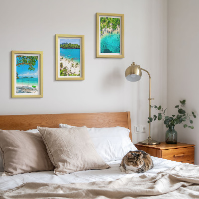 3-piece wall art set Tropical beaches with palm trees and crystal clear waters