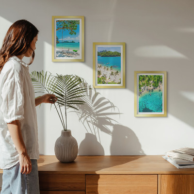 3-piece wall art set Tropical beaches with palm trees and crystal clear waters