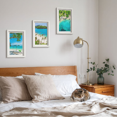 3-piece wall art set Tropical beaches with palm trees and crystal clear waters