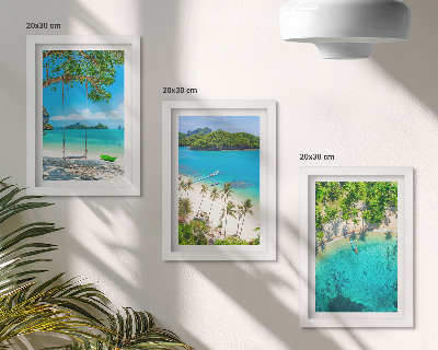 3-piece wall art set Tropical beaches with palm trees and crystal clear waters