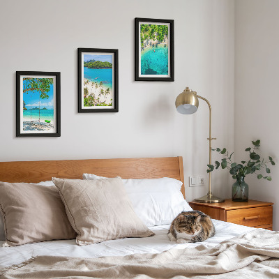 3-piece wall art set Tropical beaches with palm trees and crystal clear waters