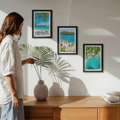 3-piece wall art set Tropical beaches with palm trees and crystal clear waters
