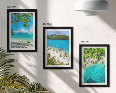 3-piece wall art set Tropical beaches with palm trees and crystal clear waters