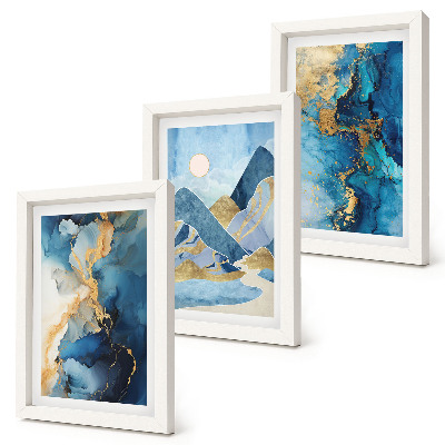Photo frame wall Blue mountains with abstract pattern elements