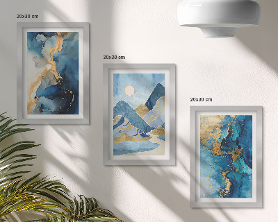 Photo frame wall Blue mountains with abstract pattern elements
