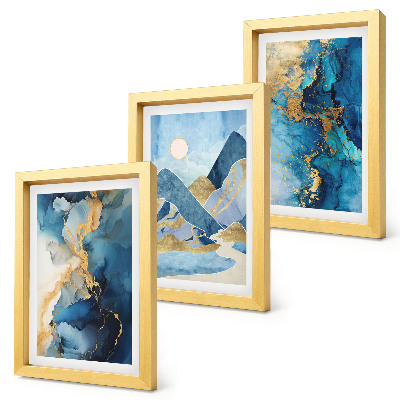 Photo frame wall Blue mountains with abstract pattern elements