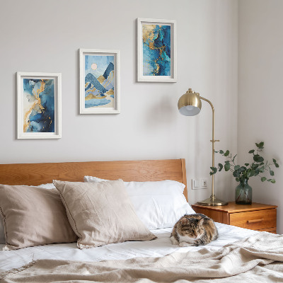Photo frame wall Blue mountains with abstract pattern elements